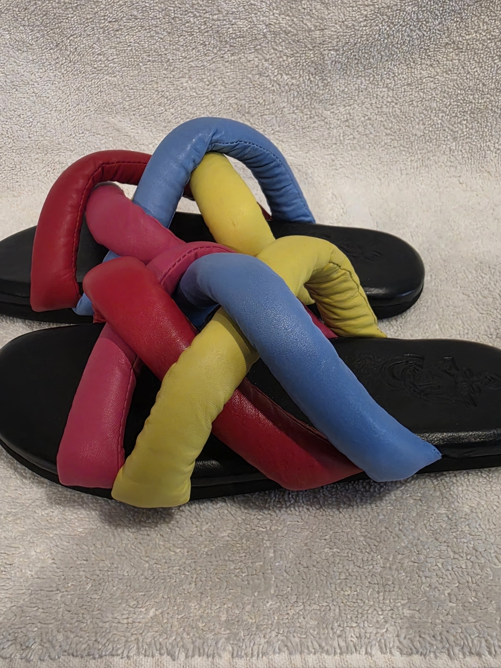 Moncler X JW Anderson Multicolor Braided Slide Sandals - Black Sole